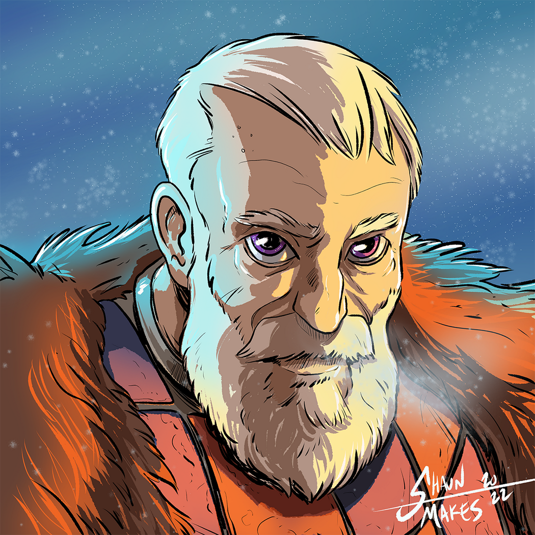 A ttrpg character portrait for the Tales of Bob Podcast series "Broken Tusk Rising."